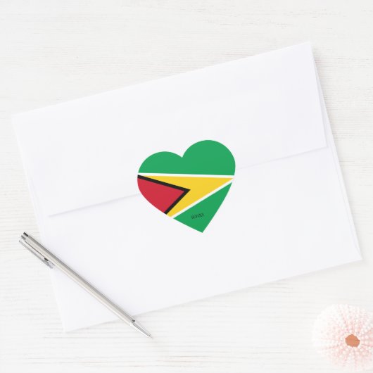 Guyana Flag Patriotic Hart Sticker (Envelop)