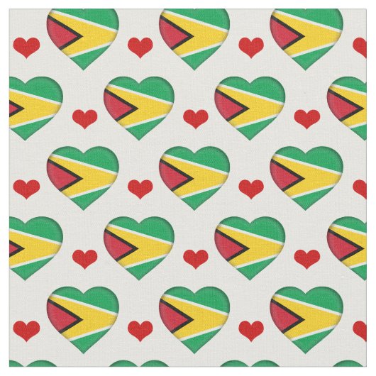 Guyana Flag Red Heart mode Fabric/Guyana Stof (Close Up)