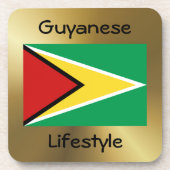 Guyana Flag+Text Onderzetter (Voorkant)