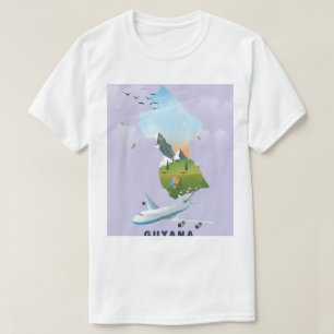Guyana geïllustreerd kaartposter t-shirt