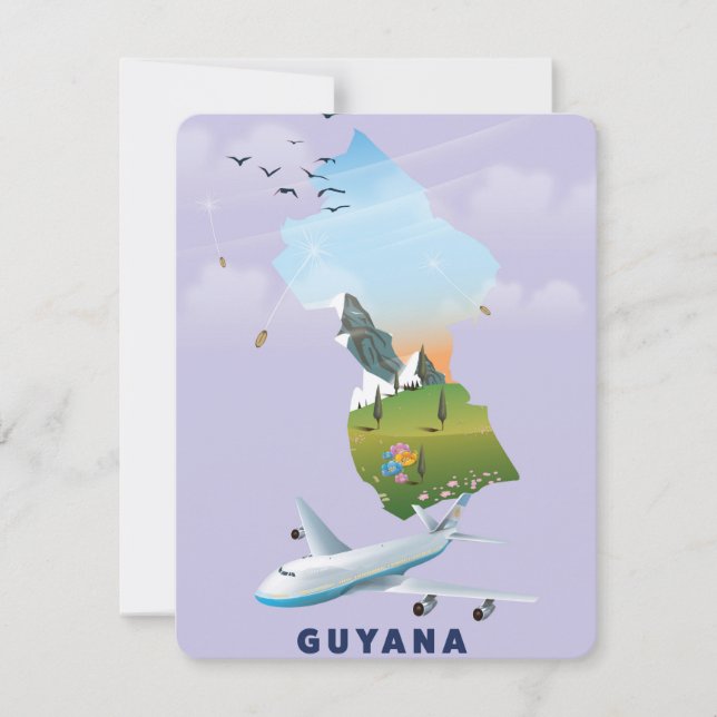 Guyana geïllustreerde kaart poster (Voorkant)