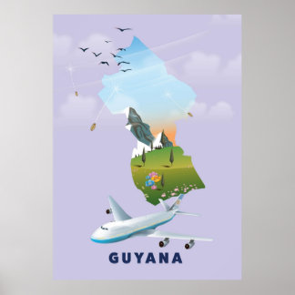 Guyana geïllustreerde kaart poster
