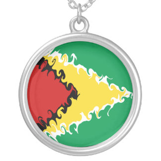 Guyana Gnarly Flag Zilver Vergulden Ketting