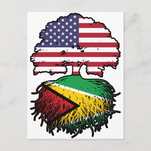 Guyana Guyanese American USA Tree Roots Flag Briefkaart (Voorkant)