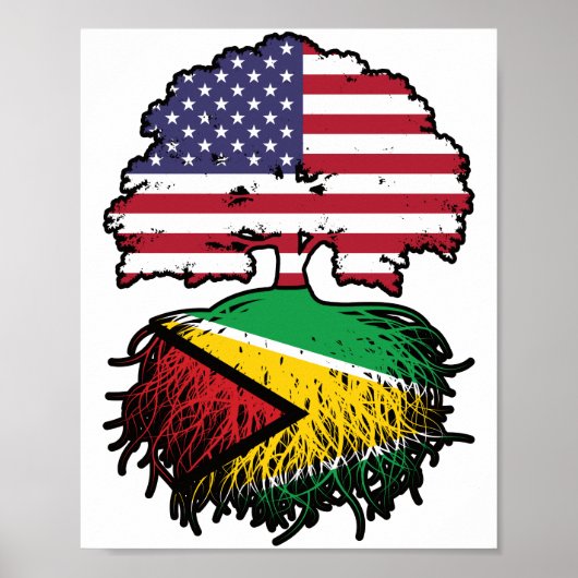 Guyana Guyanese American USA Tree Roots Flag Poster (Voorkant)