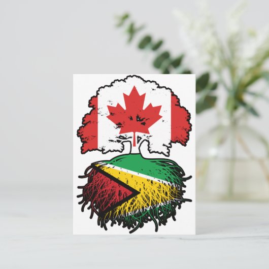 Guyana Guyanese Canadian Canada Tree Roots Flag Briefkaart (Staand voorkant)
