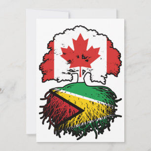 Guyana Guyanese Canadian Canada Tree Roots Flag Kaart