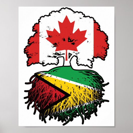 Guyana Guyanese Canadian Canada Tree Roots Flag Poster (Voorkant)