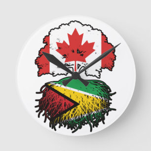 Guyana Guyanese Canadian Canada Tree Roots Flag Ronde Klok