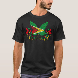 Guyana Guyanese Guyana Vlag Butterflies T-shirt