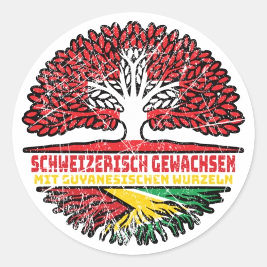 Guyana Guyanisch Schweizer Schweiz Baum Wurzel Ronde Sticker (Voorkant)