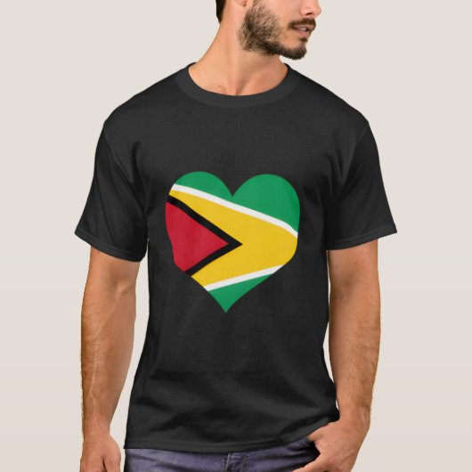 Guyana Heart Pride Guyanese vlag T-shirt (Voorkant)