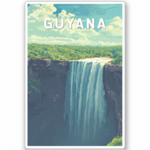 Guyana Illustratie Reis Kunst Vintage Sticker