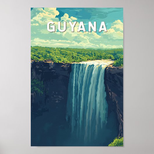 Guyana Illustration Travel Art Vintage Poster (Voorkant)