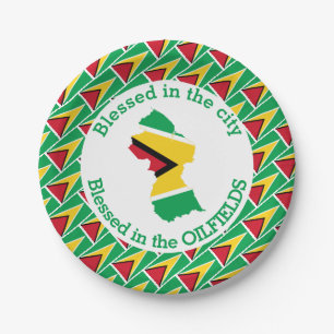 GUYANA in de olievelden op maat gesneden Papieren Bordje