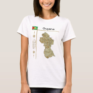 Guyana Kaart + Vlag + Titel T-Shirt