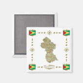 Guyana Kaart + Vlaggen Magneet (Voorkant / Achterkant)