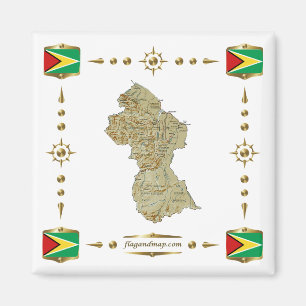 Guyana Kaart + Vlaggen Magneet