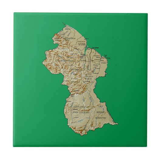 Guyana Map Tile Tegeltje (Voorkant)