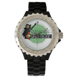 Guyana Meisje Zwart Rhinestone eWatch Horloge