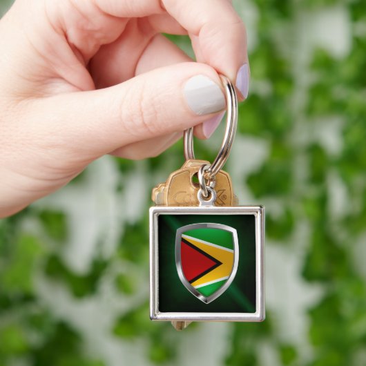 Guyana Mettalic Emblem Sleutelhanger (Hand)