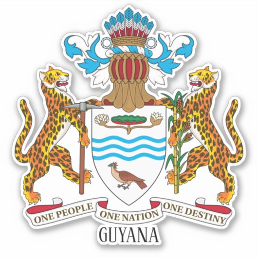 Guyana - nationaal wapenschild patriottisch sticker (Voorkant)