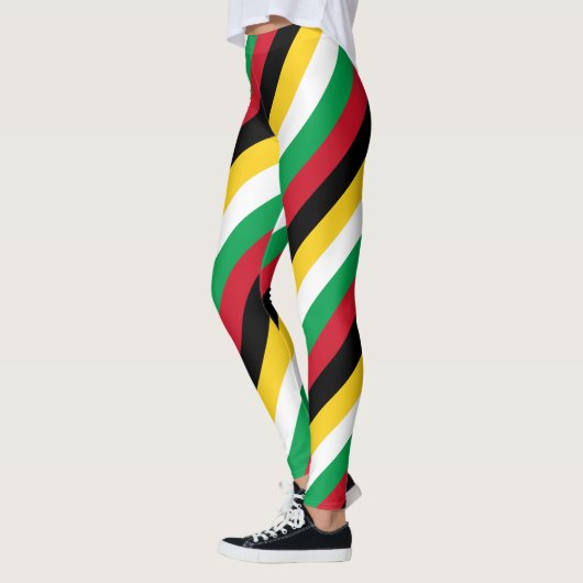 Guyana National Flag Colors Diagonal Striped Leggings (Links)