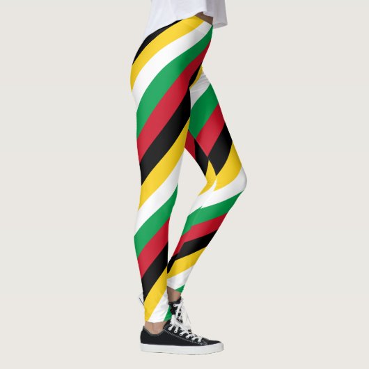 Guyana National Flag Colors Diagonal Striped Leggings (Rechts)
