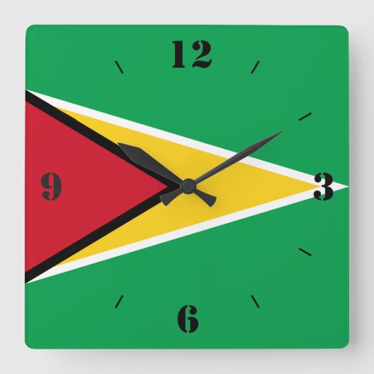 Guyana National Flag Patriotic Vierkante Klok (Voorkant)