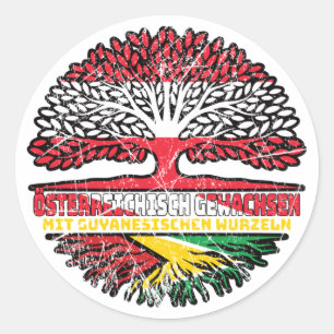 Guyana Österreichisch Österreich Baum Ronde Sticker