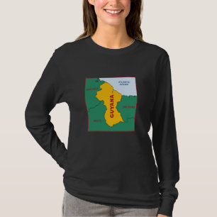 Guyana Politieke kaart in vlag kleuren. Buurland c T-shirt