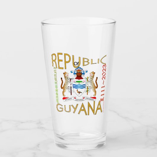 Guyana Republic Jubilee American style pint glass Glas (Voorkant)