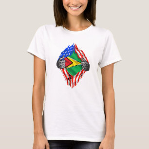 Guyana Roots Usa Vlag Patriotisch Guyanese erfgoed T-shirt