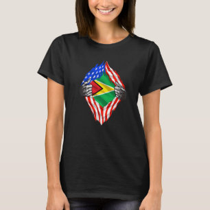 Guyana Roots Usa Vlag Patriottisch Guyanees Erfgoe T-shirt