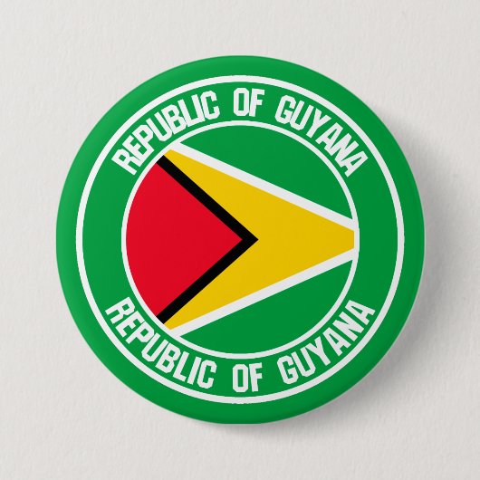 Guyana Round Emblem Ronde Button 7,6 Cm (Voorkant)