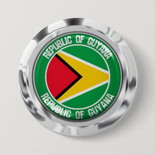 Guyana Round Emblem Ronde Button 7,6 Cm (Voorkant)
