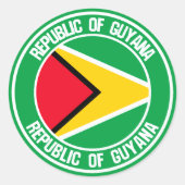 Guyana Round Emblem Ronde Sticker (Voorkant)