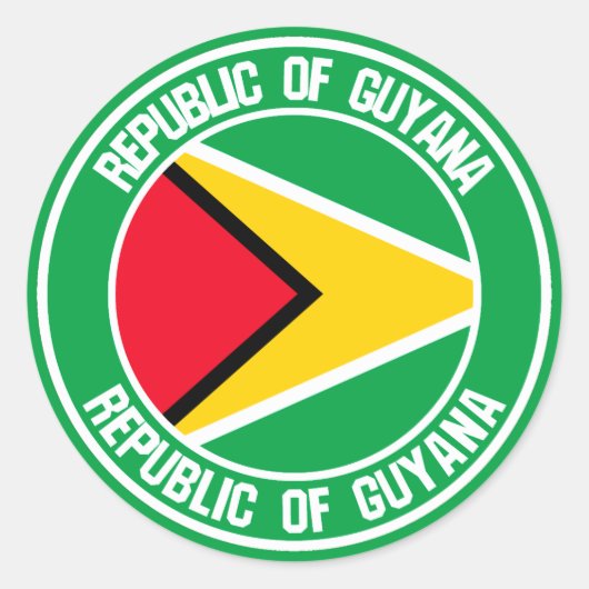 Guyana Round Emblem Ronde Sticker (Voorkant)