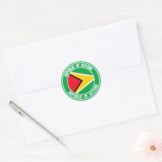 Guyana Round Emblem Ronde Sticker (Envelop)