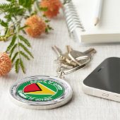 Guyana Round Emblem Sleutelhanger (Zijkant)