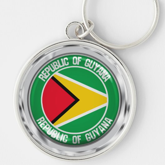 Guyana Round Emblem Sleutelhanger (Voorkant)