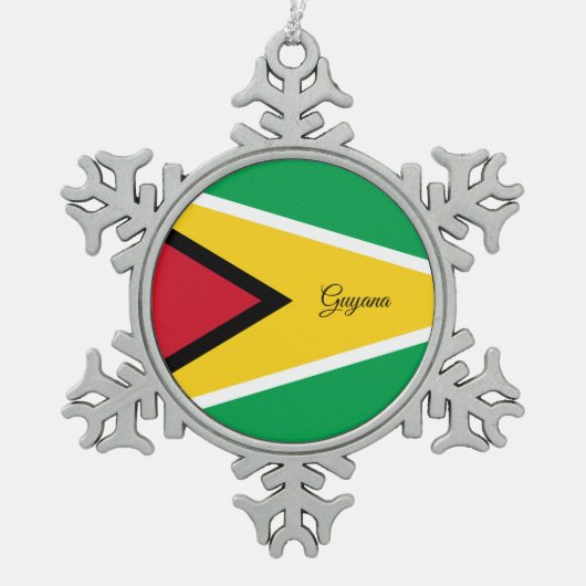 Guyana sneeuwvlok, Guyana-vlag Tin Sneeuwvlok Ornament (Voorkant)