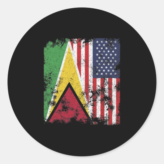Guyana USA Flag - Half Amerikaans Ronde Sticker (Voorkant)