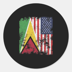 Guyana USA Flag - Half Amerikaans Ronde Sticker