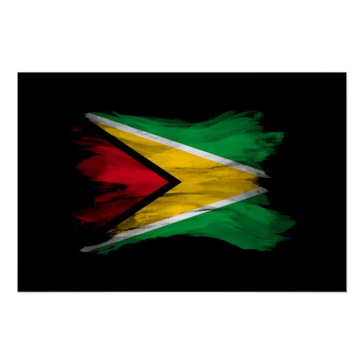 Guyana vlag borstelslag, nationale vlag perfect poster (Voorkant)