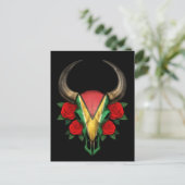 Guyana Vlag Bull Skull met rode rozen Briefkaart (Staand voorkant)