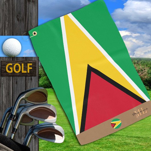 Guyana vlag en Guyana monogrammen/golfhanddoek Golfhanddoek
