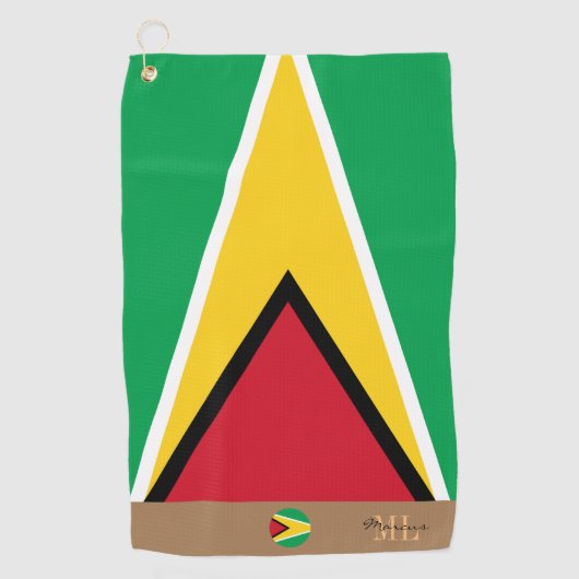 Guyana vlag en Guyana monogrammen/golfhanddoek Golfhanddoek (Voorkant)