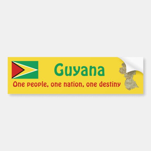 Guyana Vlag en Landkaart Bumpersticker (Voorkant)