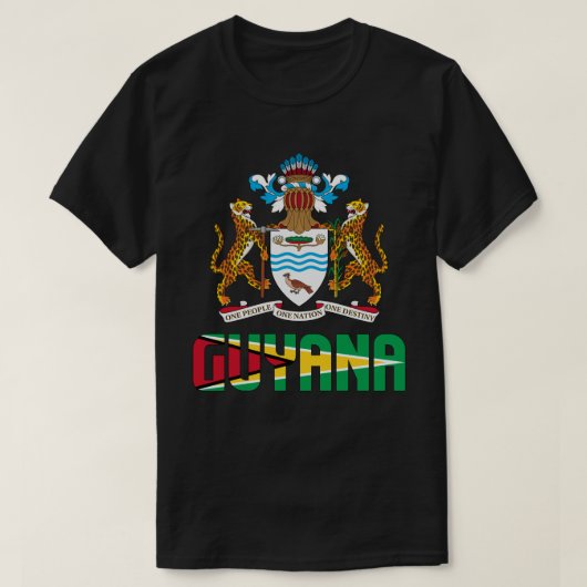 Guyana-vlag en wapenschild t-shirt (Design voorkant)